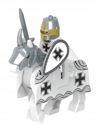 

klocki figurka Wojownik Rycerz Krzyżowiec koń
