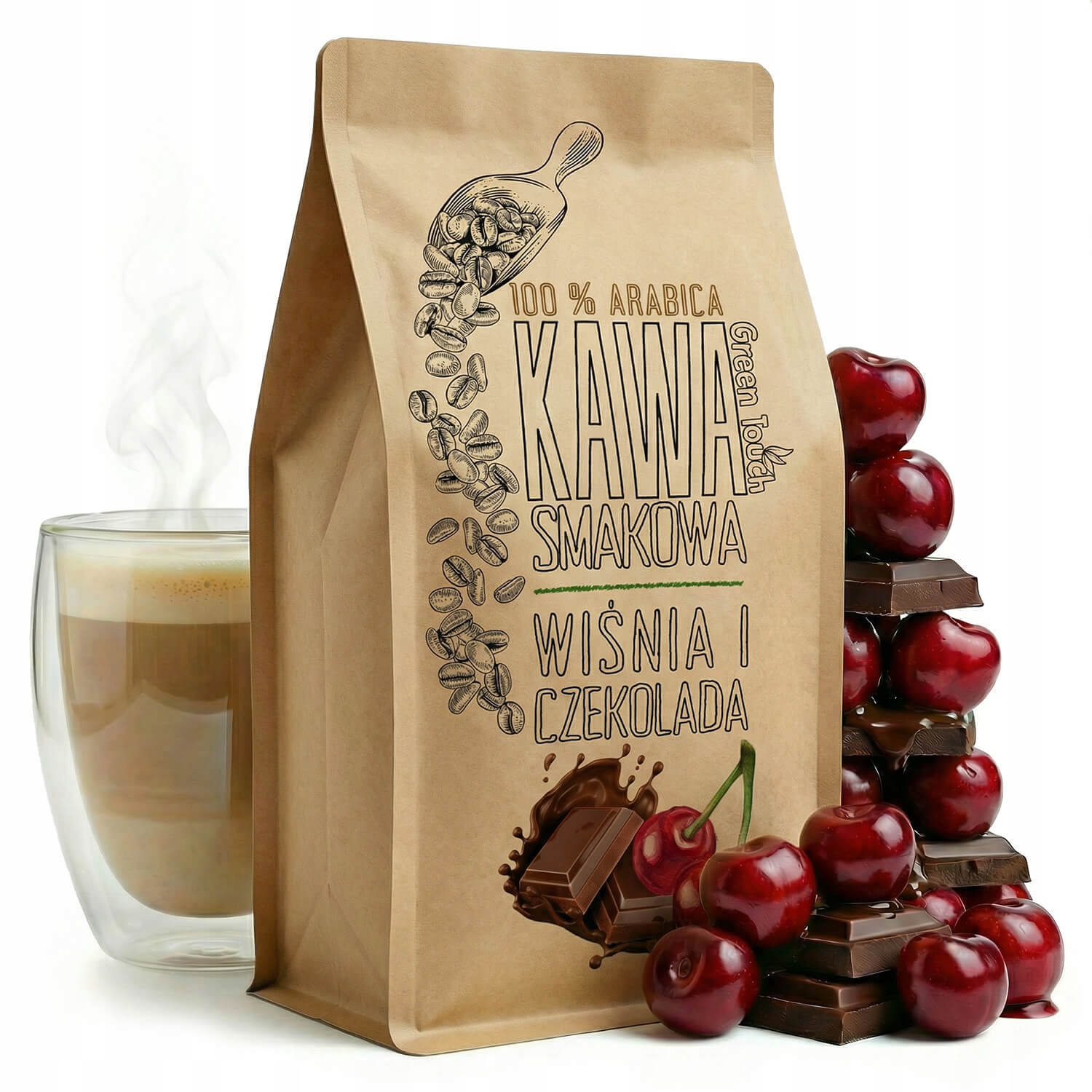 Levně mletá káva s příchutí Višně V Čokoládě Arabica 1 kg Green Touch