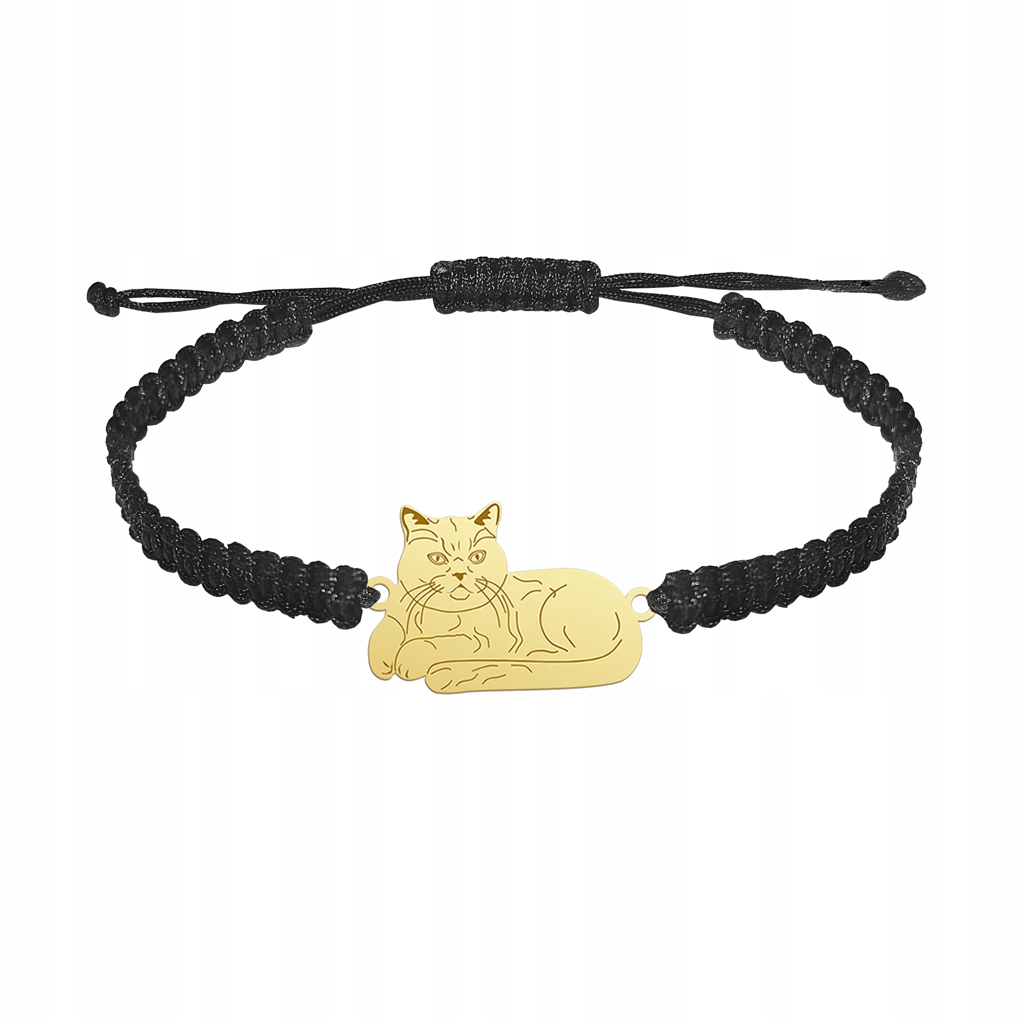 Zlatý náramek British Shorthair Cat 925 Makramé Šperky Gravírování Bonus