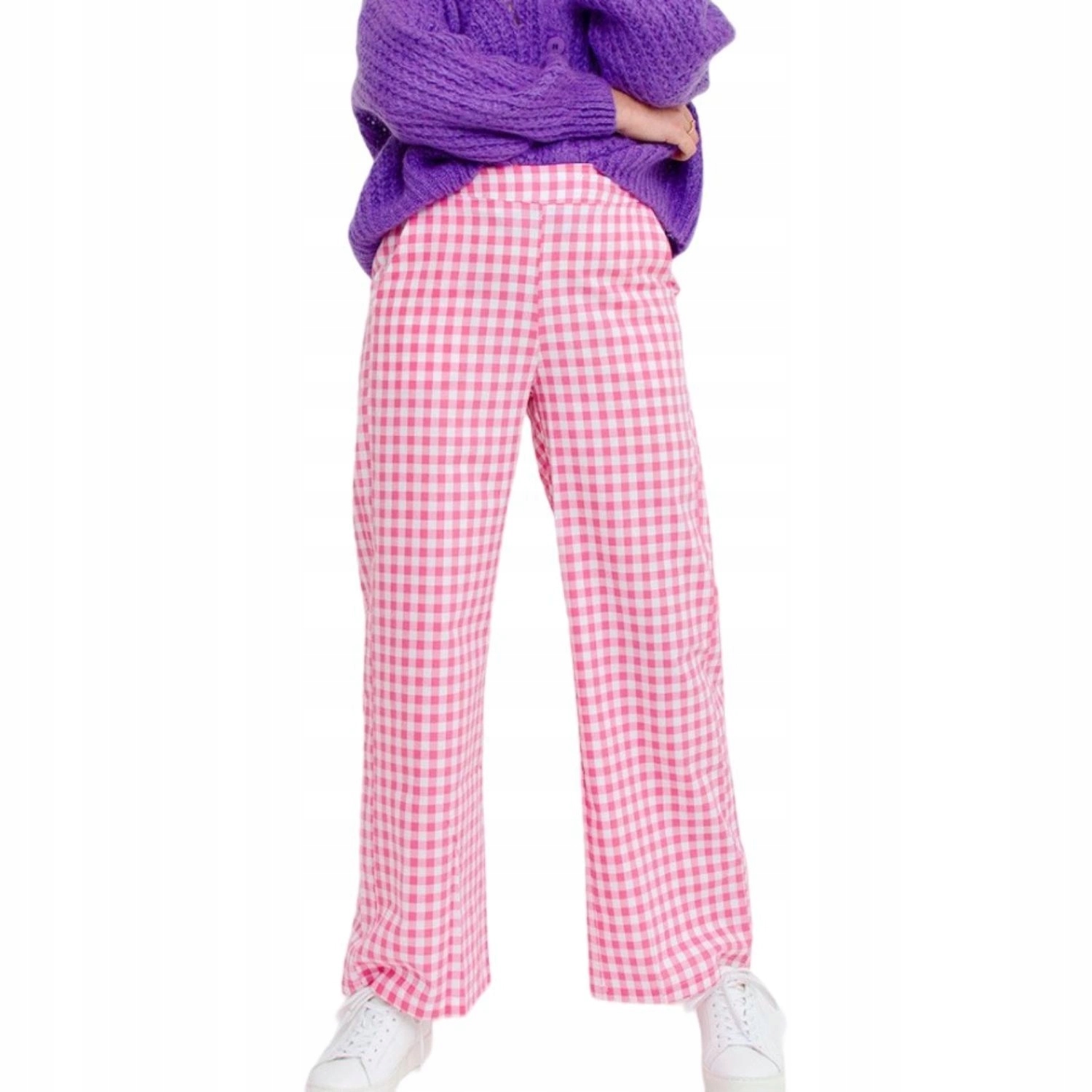 Kalhoty Silvian Heach látkové s kostkovaným vzorem, široké a vzdušné, velikost vel.