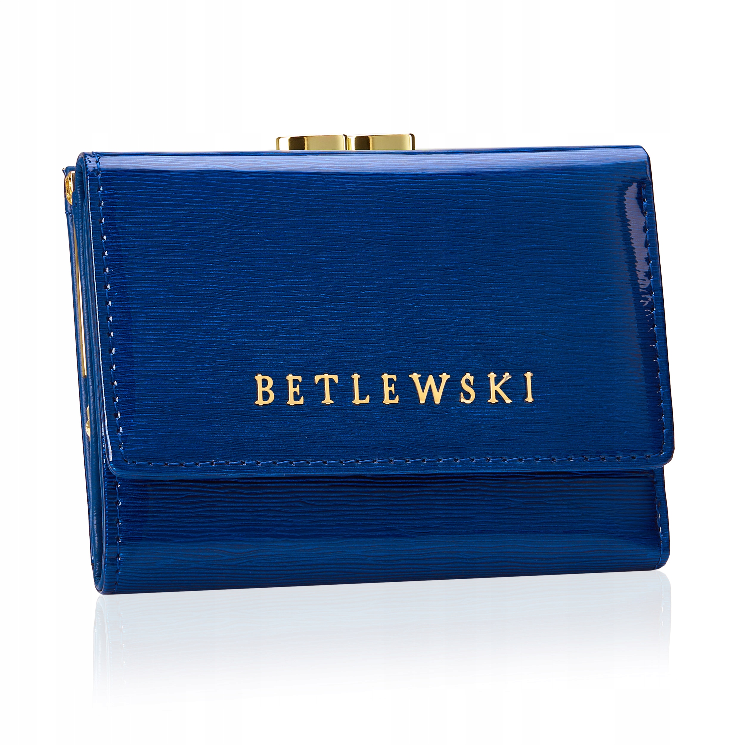 Betlewski portfel damski skórzany kieszenie karty ochrona Rfid błyszczący