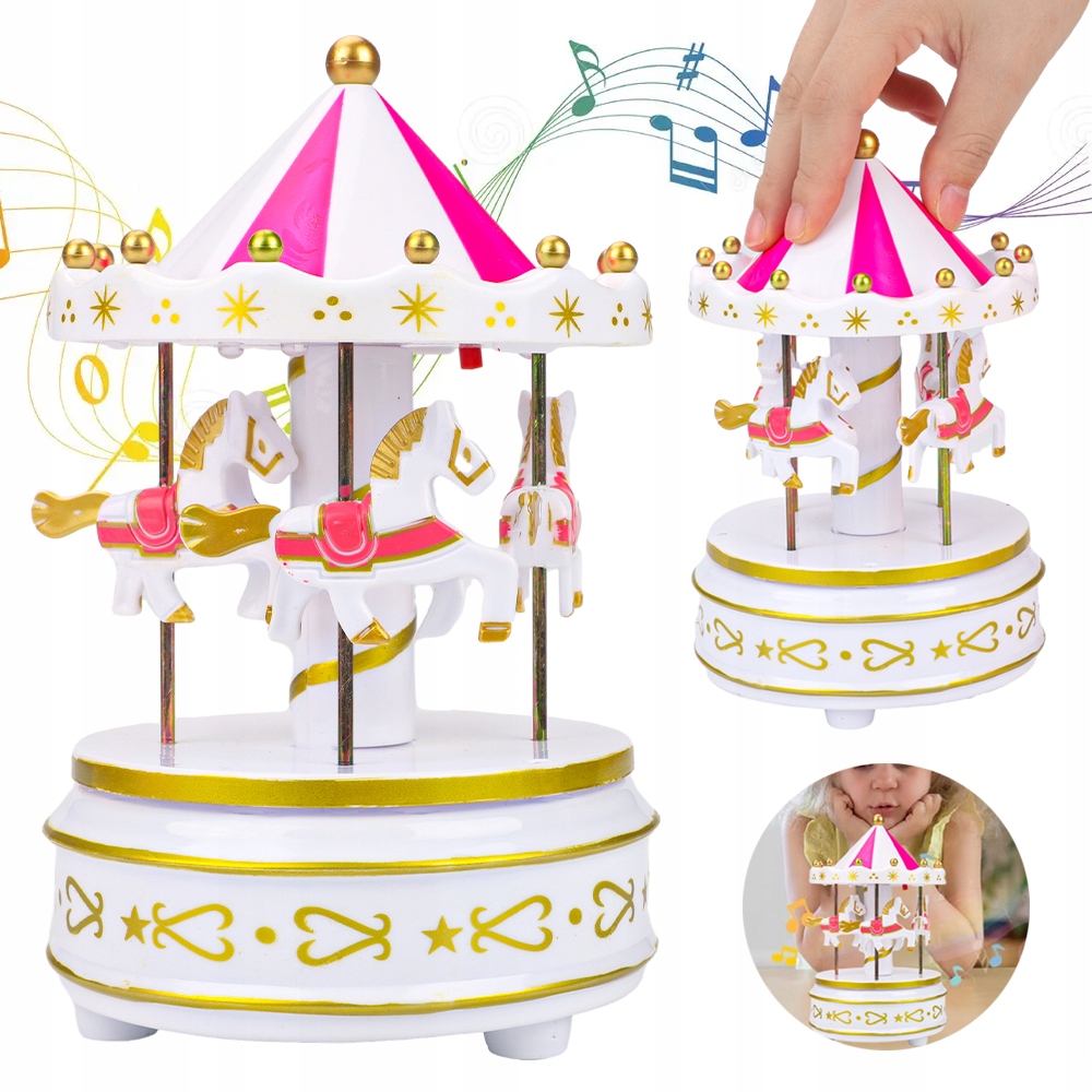 POZYTYWKA Z KARUZELA KONIE KONIKAMI OBROTOWA DO DEKORACJI LED DLA DZIECI Marka inna