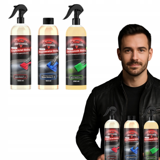 Sada pro péči o renovaci a obnovu kůže v autě CraftCleaners 3v1