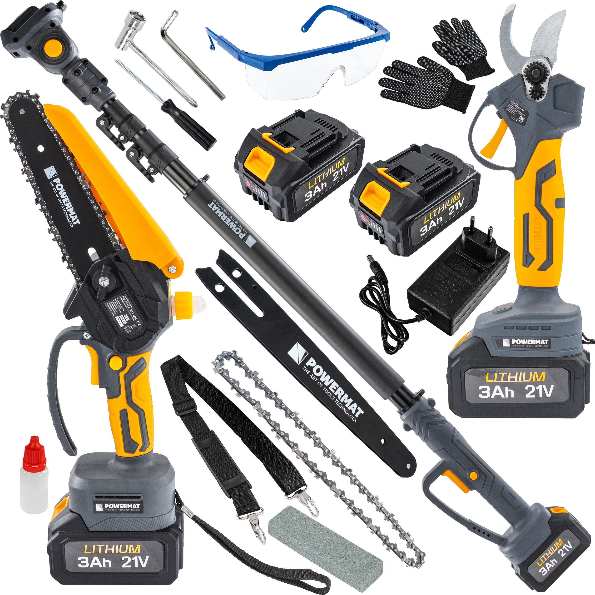 Zestaw Akumulatorowy 3W1 Piła Sekator Wysięgnik PM-PSWA-21V-3M