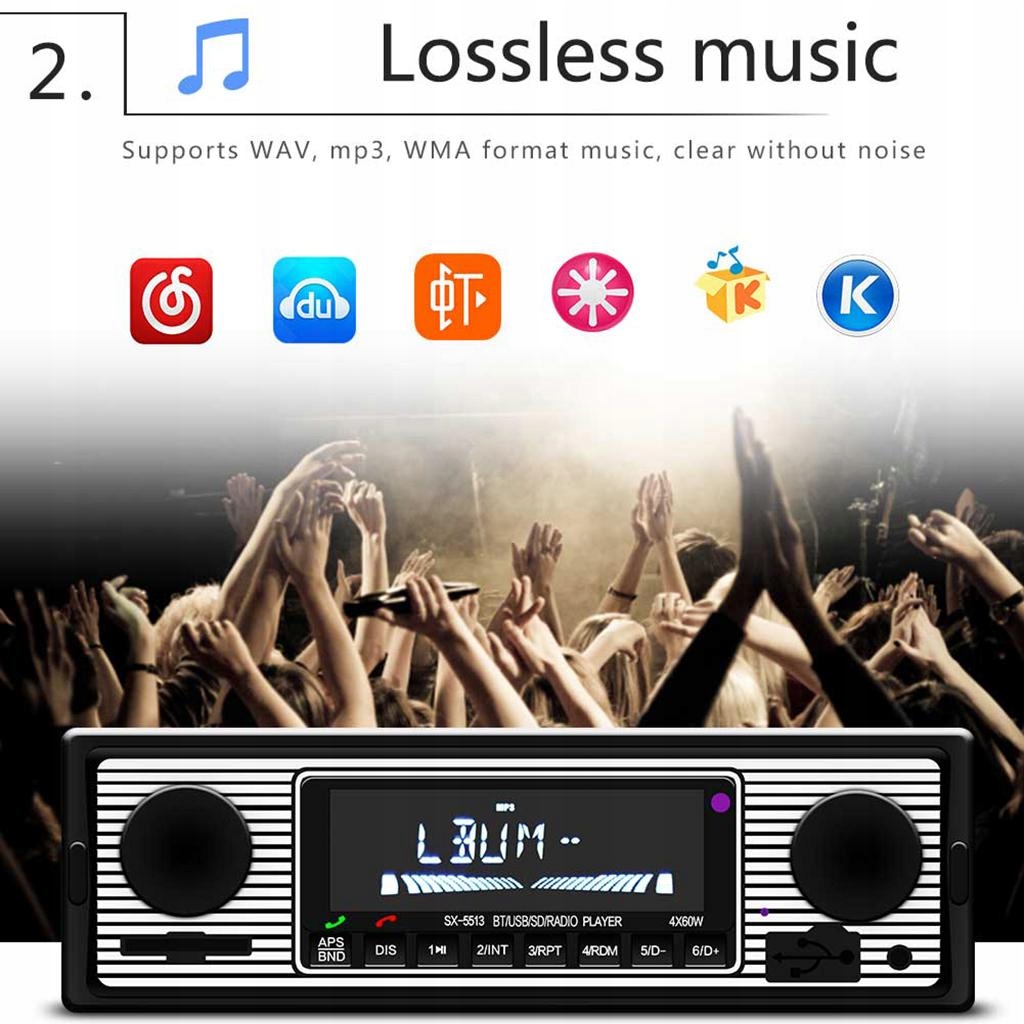 Samochodowe Stereo Bluetooth MP3 Audio Retro Radio Marka inna