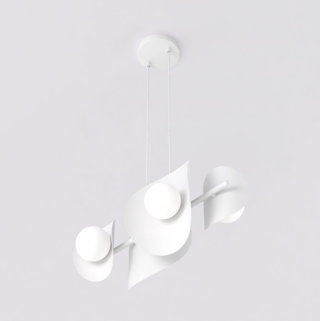 Závesná lampa Elementi 4 White moderná, asymetrická, biela