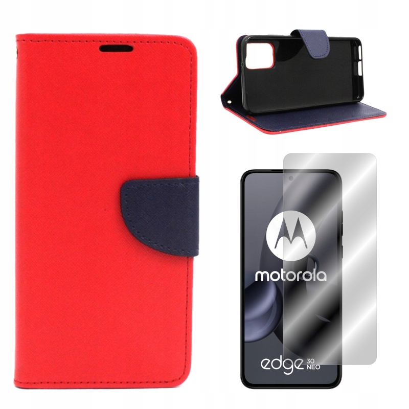 

Etui Fancy do Motorola Edge 30 Neo 5G czerw +szkło