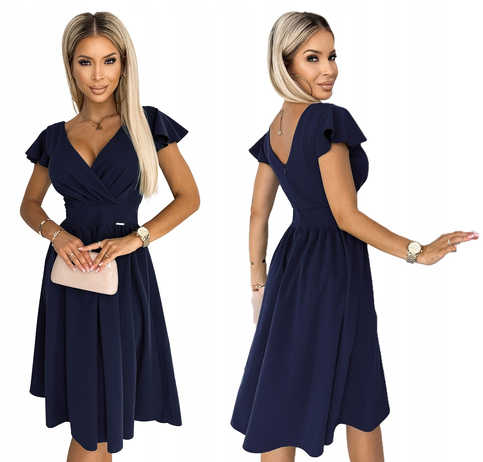 Ženské Šaty S Krátkým Rukávem Jarní Trend, Tmavě Modrá, L