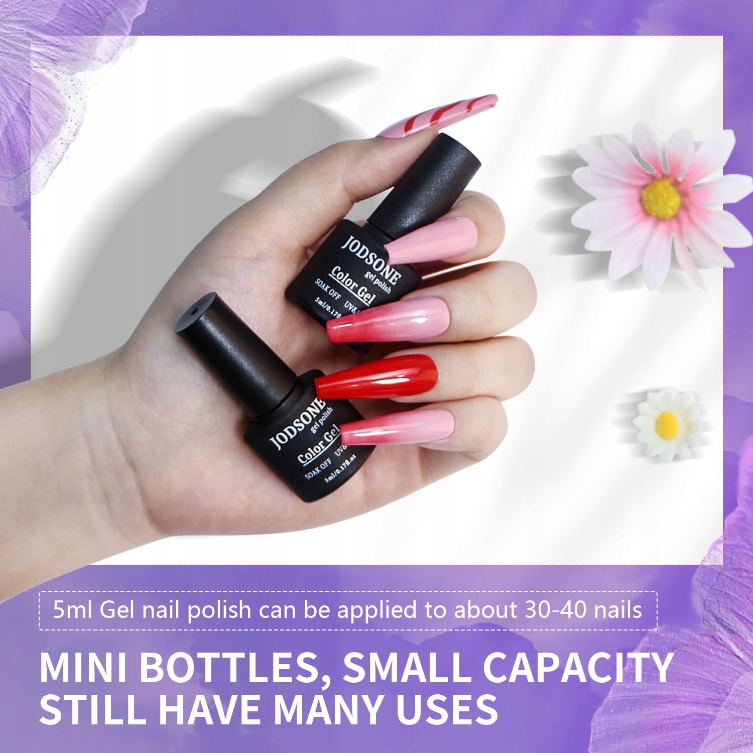 JODSONE Zestaw Lakierów UV 20 Kolorów Z Lampą UV Baza Top Matowy Połysk — miniatura 5