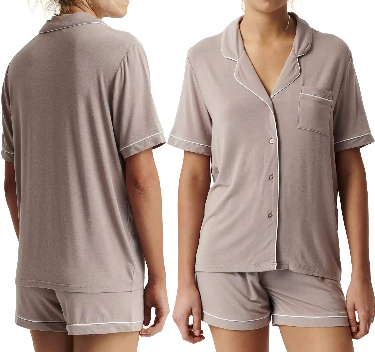 Atlantic NLP-496 elegantní dámské košilové pyžamo s krátkým rukávem z Modalu XL