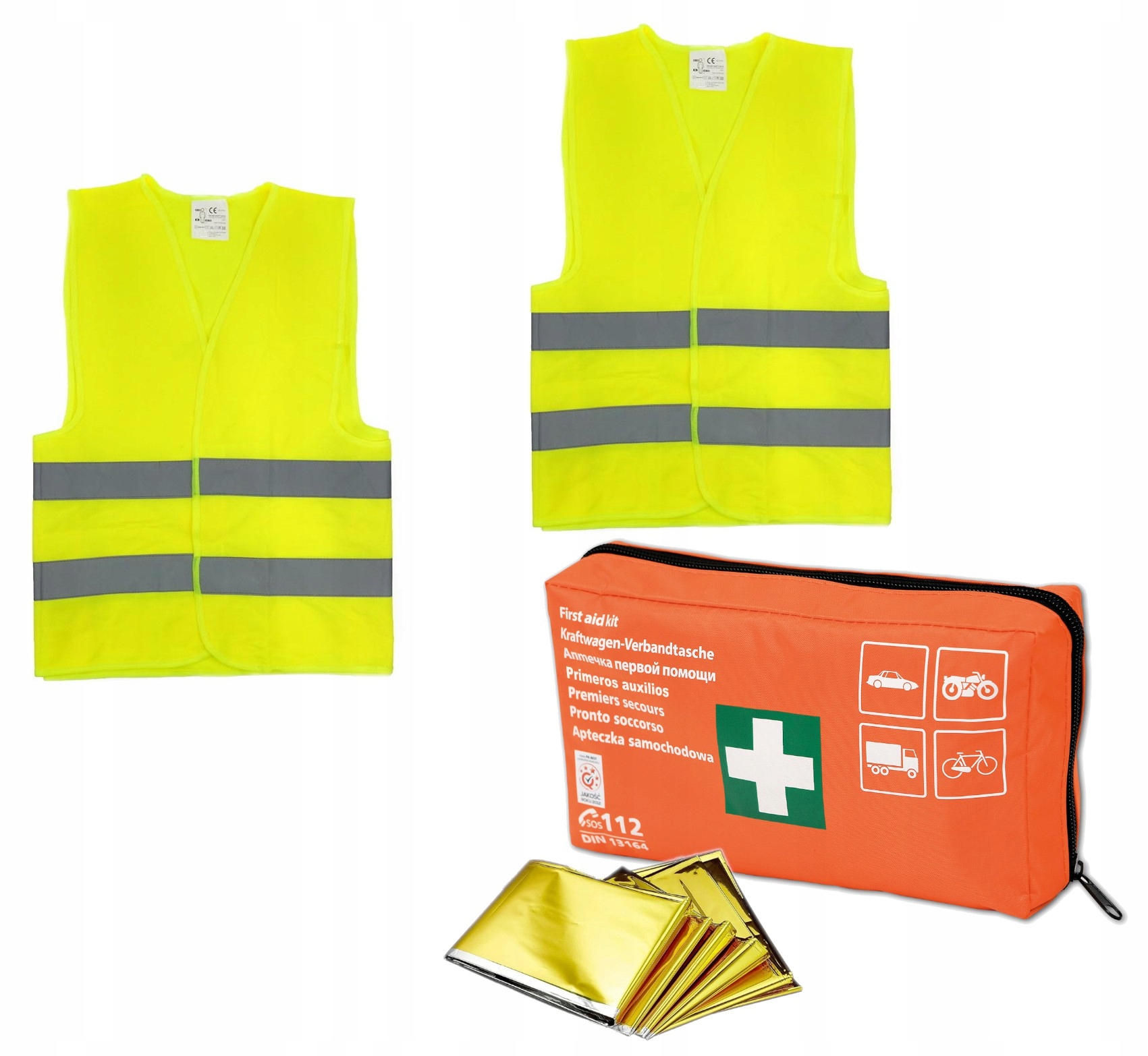 

Zestaw Apteczka DIN13164 2x Kamizelka ostrzegawcza