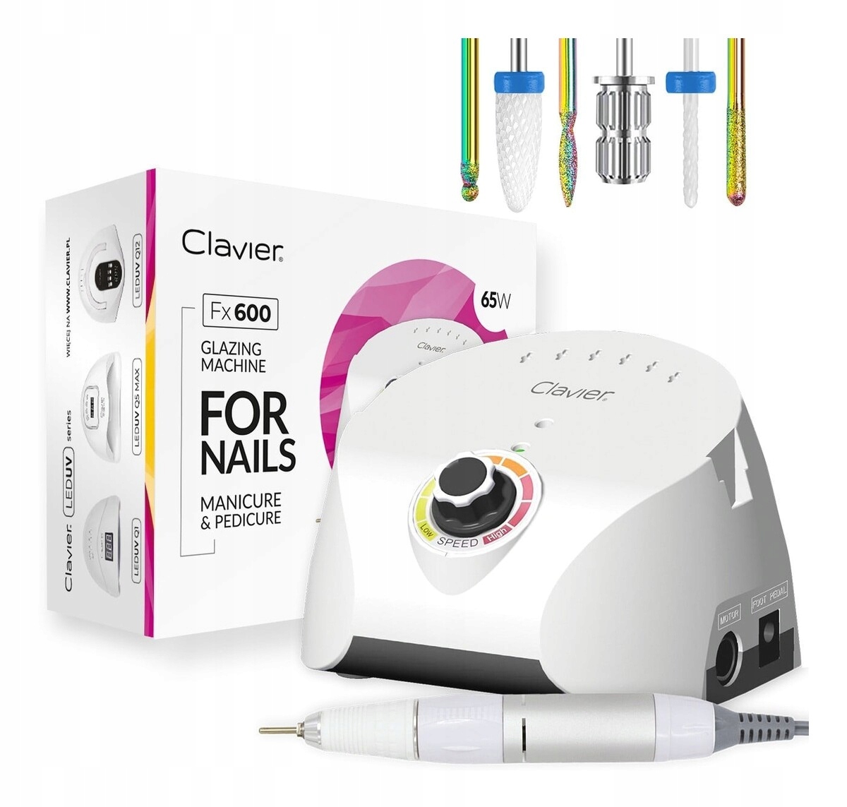 Clavier Frezarka do paznokci 65W Fx 600 Biała