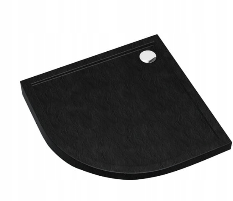 Půlkruhová sprchová vanička Sharper Black Stone 80x80x4,5 cm R55, černý akryl