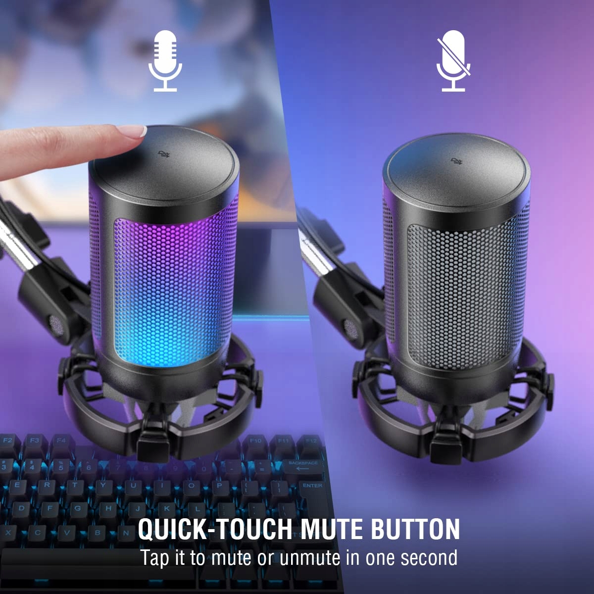 FIFINE Gaming Mikrofon USB Zestaw z Ramieniem do Podcastów i Streamingu — miniatura 2