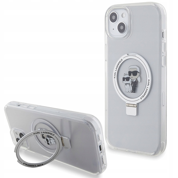 Karl Lagerfeld Pouzdro s Kroužkem a Stojánkem pro iPhone 15 Plus 14 Plus 6.7" s podporou MagSafe
