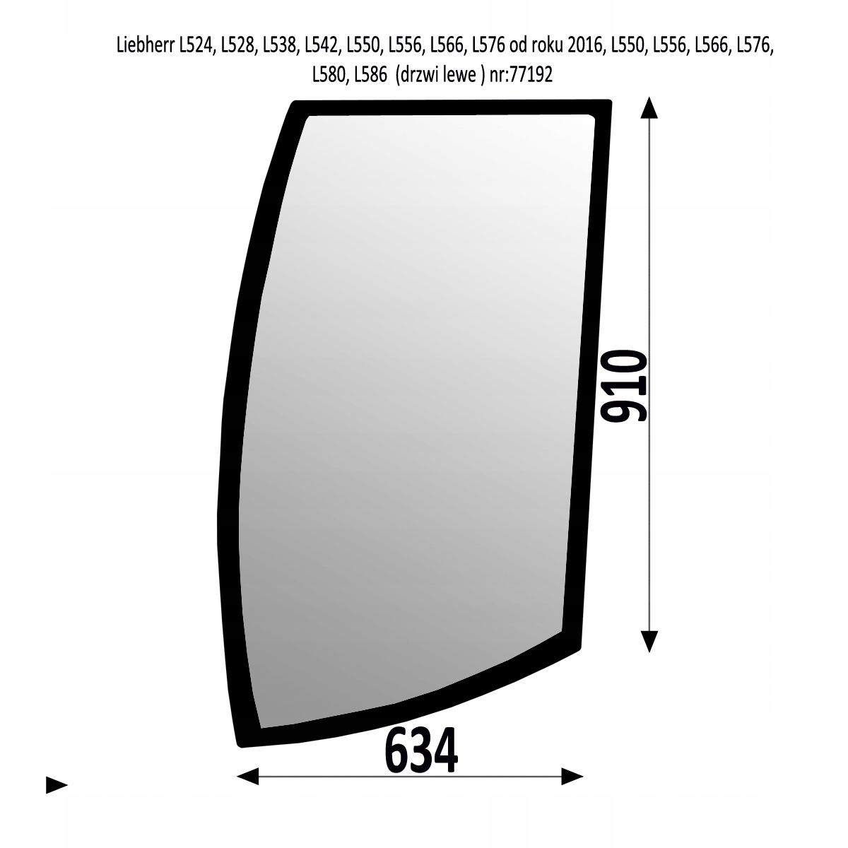 SZYBA DRZWI LEWE LIEBHERR 524 538 556 566 580
