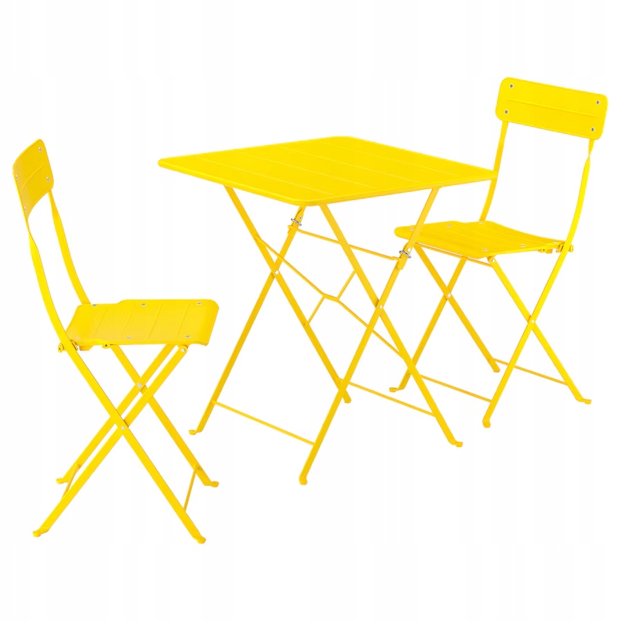 Zestaw ogrodowy stół i krzesła Ikea metal Sundso żółty