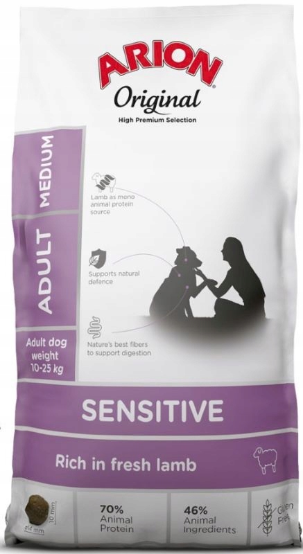 Sucha karma dla psów z jagnięciną i ryżem Arion Original Adult Med. 12 kg.