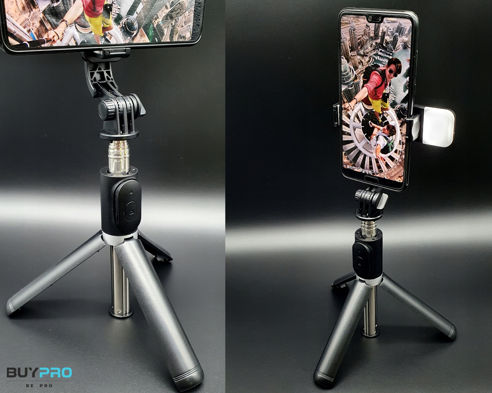 Kij do Selfie Stick Statyw Tripod Pilot Bluetooth Uchywt 104cm z Lampą Led Długość minimalna 21 cm