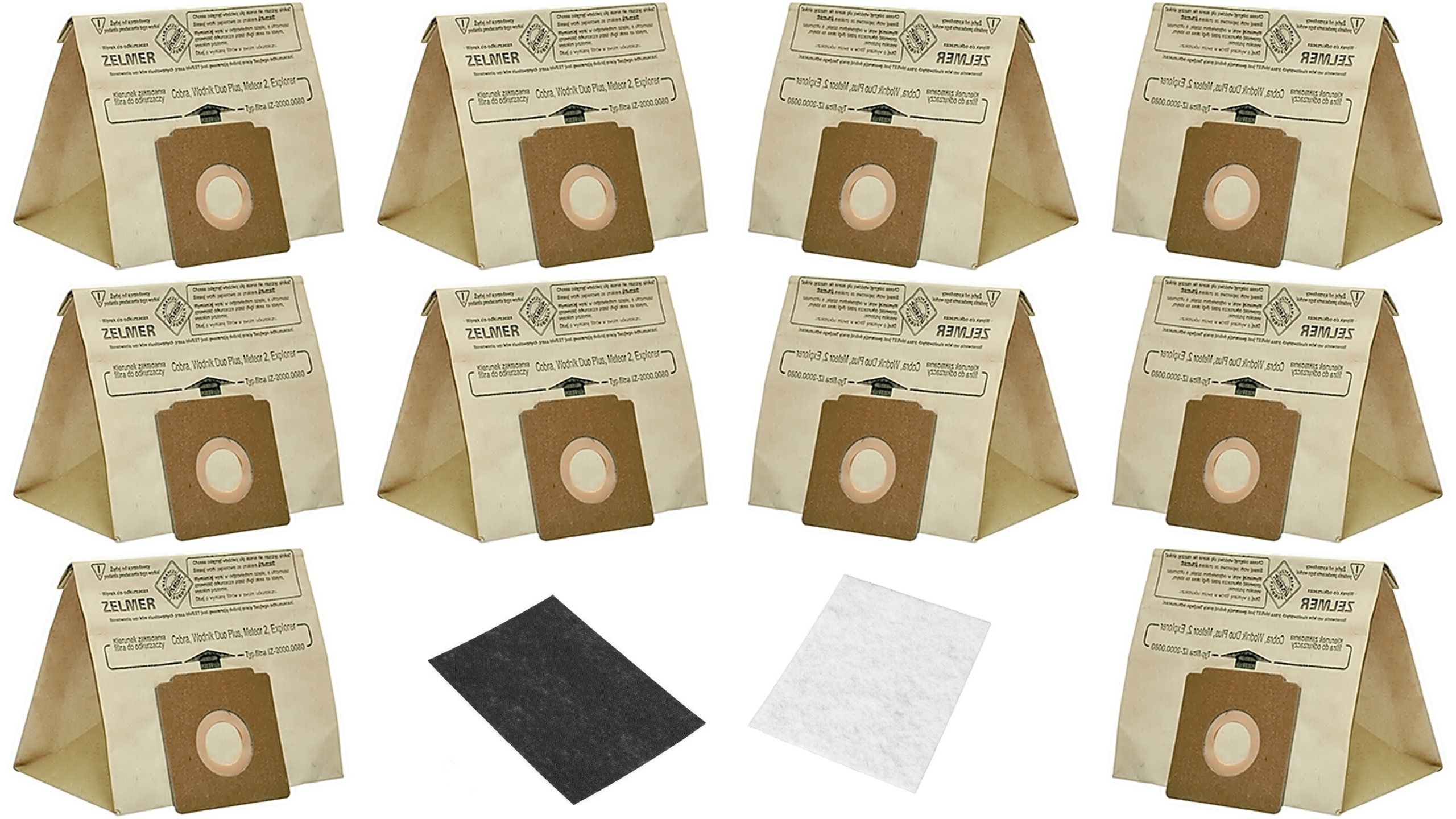 10X Worki papierowe do Zelmer Meteor 2 + filtry