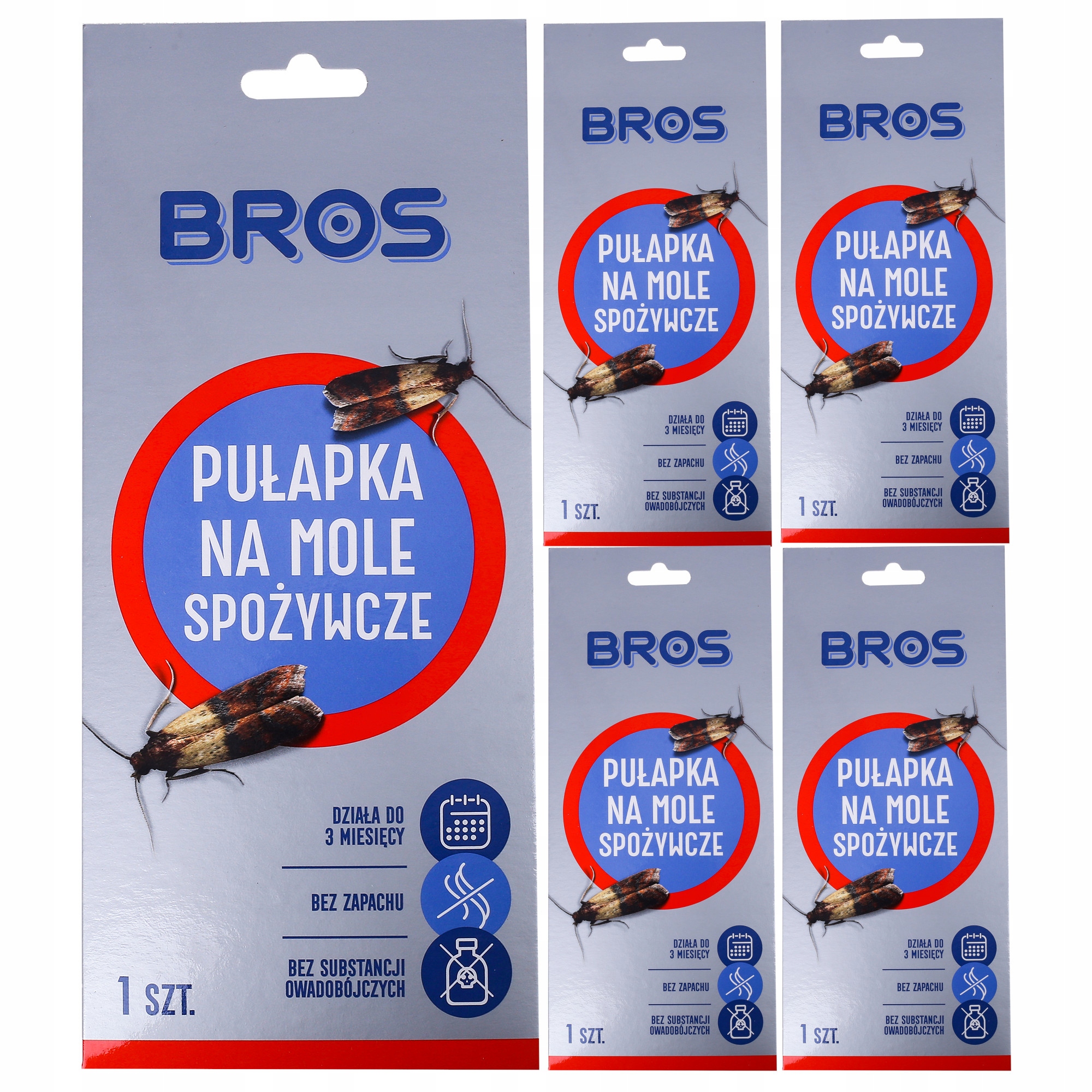 

5x Bros Pułapka Na Mole Spożywcze Klej Bros Zestaw