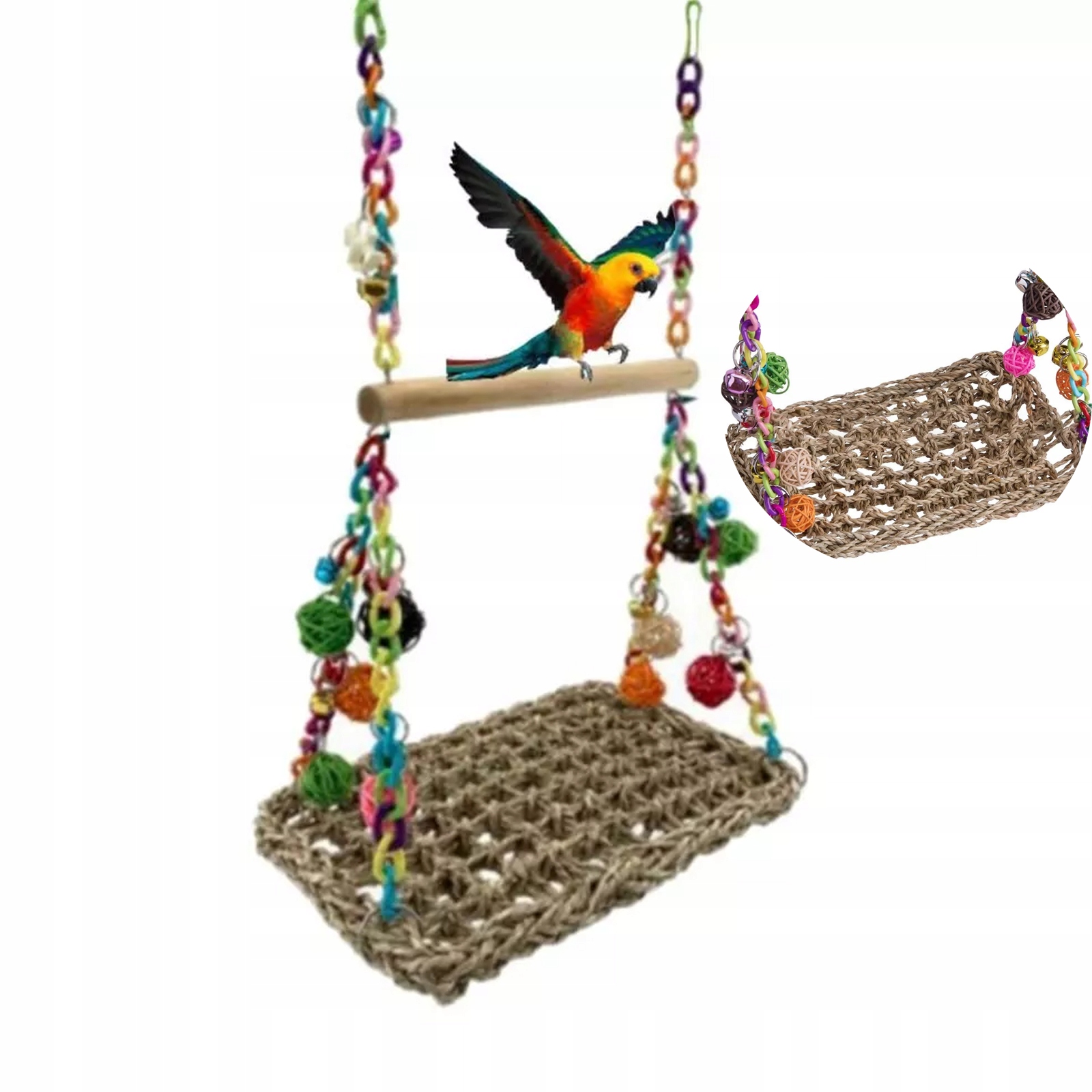 Pták papoušek houpačka přírodní hračka pro malé a střední papoušky houpačka dřevěné hračky
