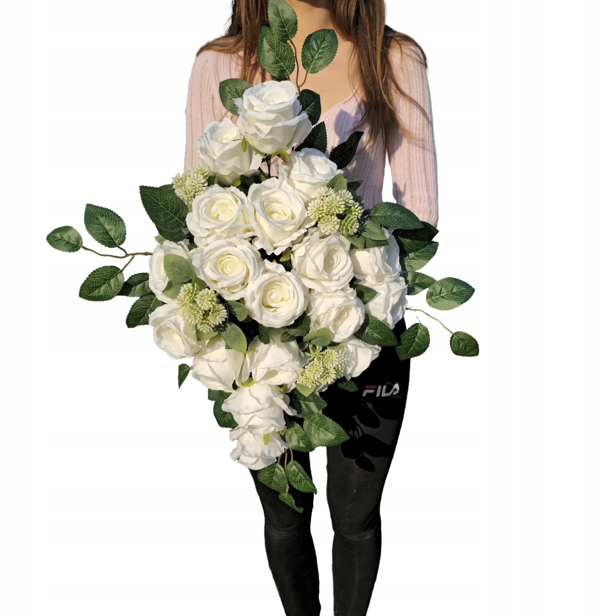 Dekorace Svazek Bílé Růže Premium (10 cm) Umělé Květy Na Hrob Hřbitov