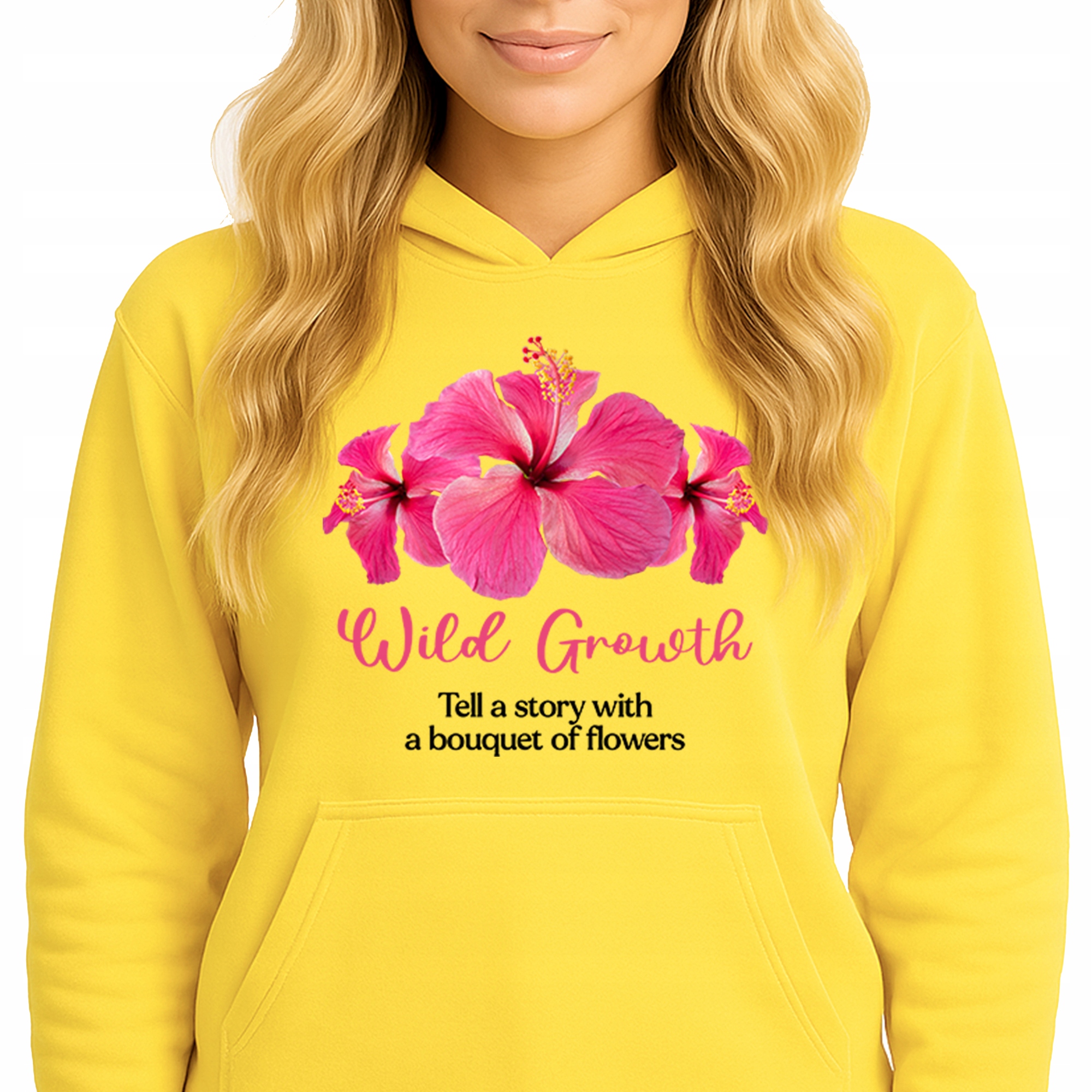 Mikina S Kapucí Hoodie Sun Yellow Bavlněná Módní Wild Growth S