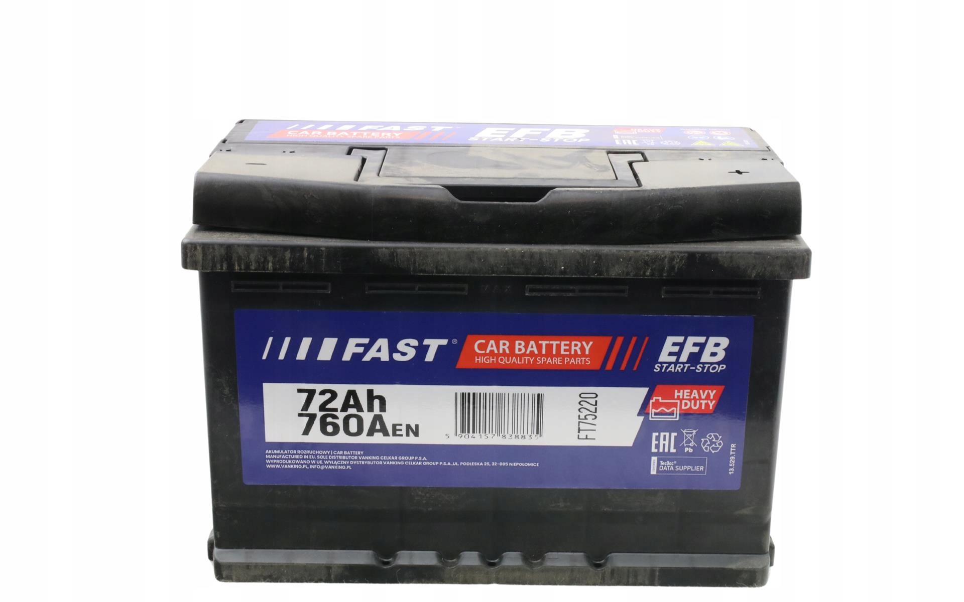 Batéria Efb 72AH 760A 278/175/190 P+