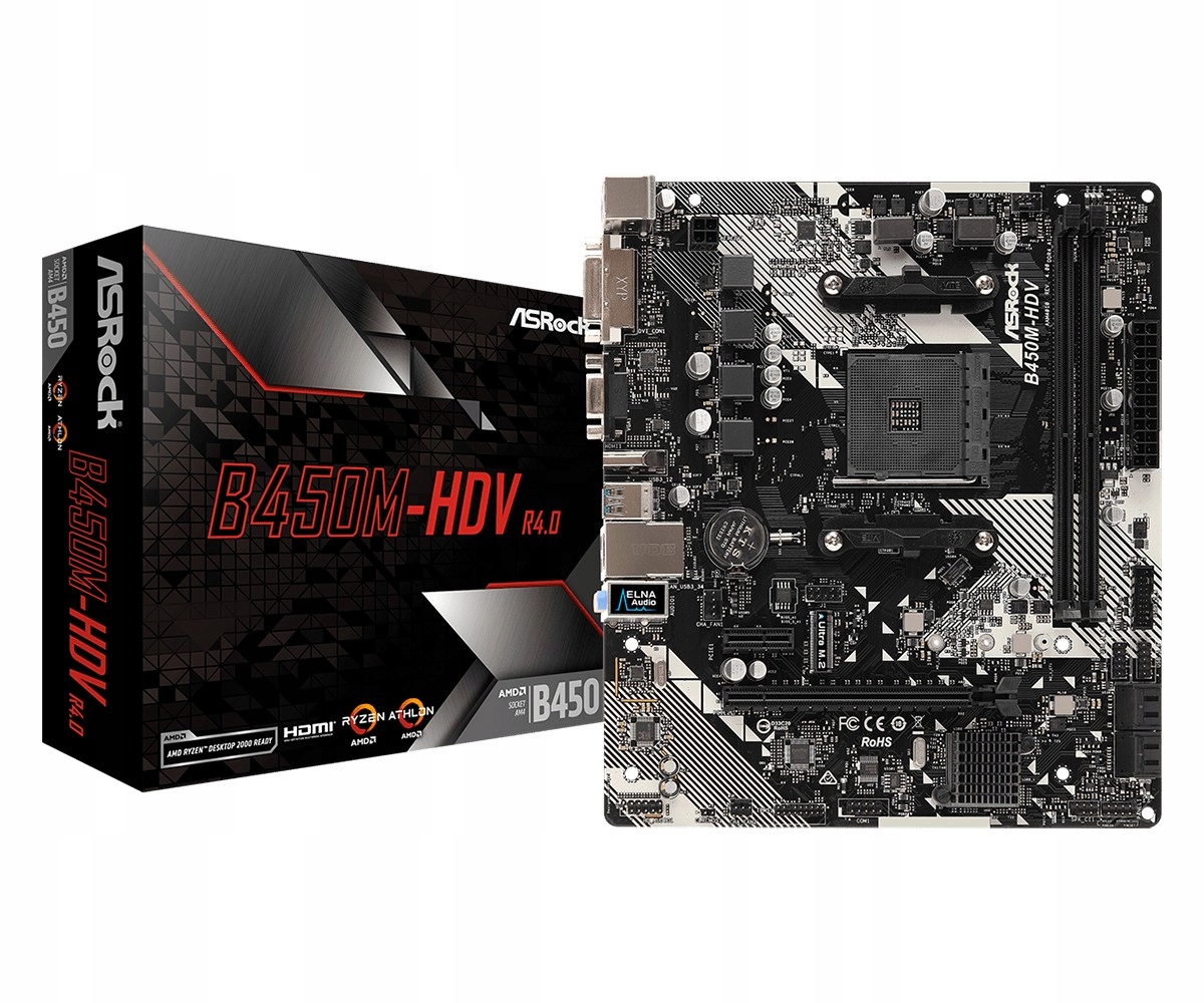 Základná doska Asrock B450M-HDV R4.0 (AM4, 2× DDR4 DIMM, Micro ATX)