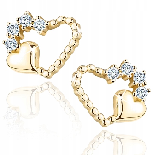 

Złote Kolczyki Serca Dla Kobiety Srebro 925