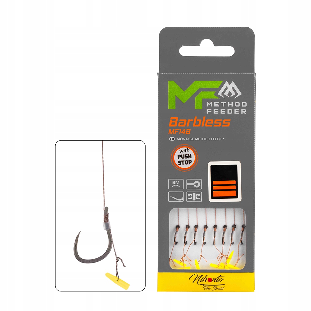 Mikado MF14 pushstop bezzadziorowe r.10 plecionka 0.12mm 10cm 8szt.
