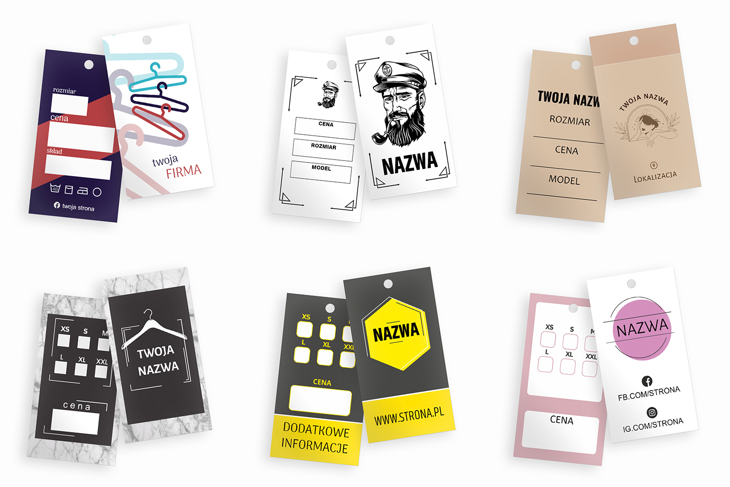 Metki zawieszki odzieżowe etykiety 300szt KREATOR Marka inny