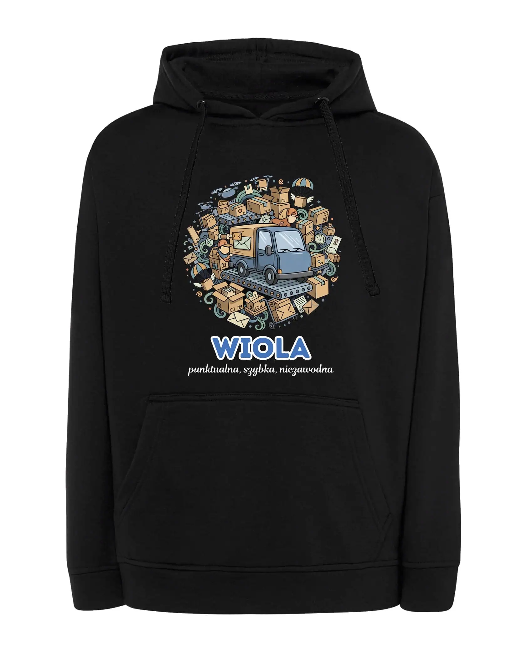 Mikina s kapucí Kurýr Personalizovaná Ilustrační Černá M