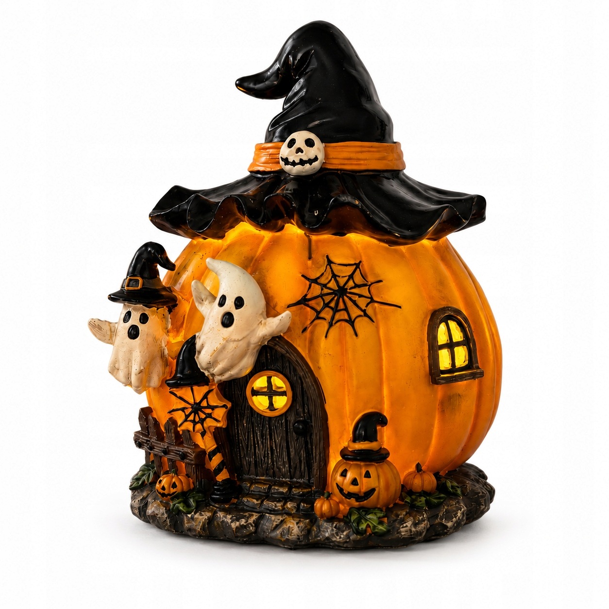 Lampion Dýně Domeček oranžový Dekorativní Ledová Halloween pohádková