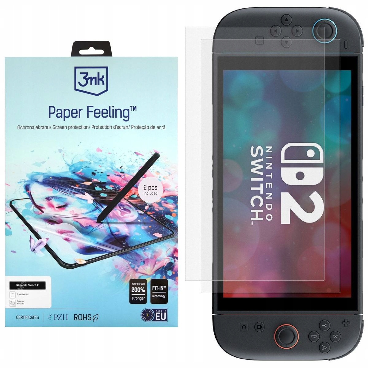 2x Fólie 3mk Paper Feeling pro Nintendo Switch 2, matná ochrana displeje