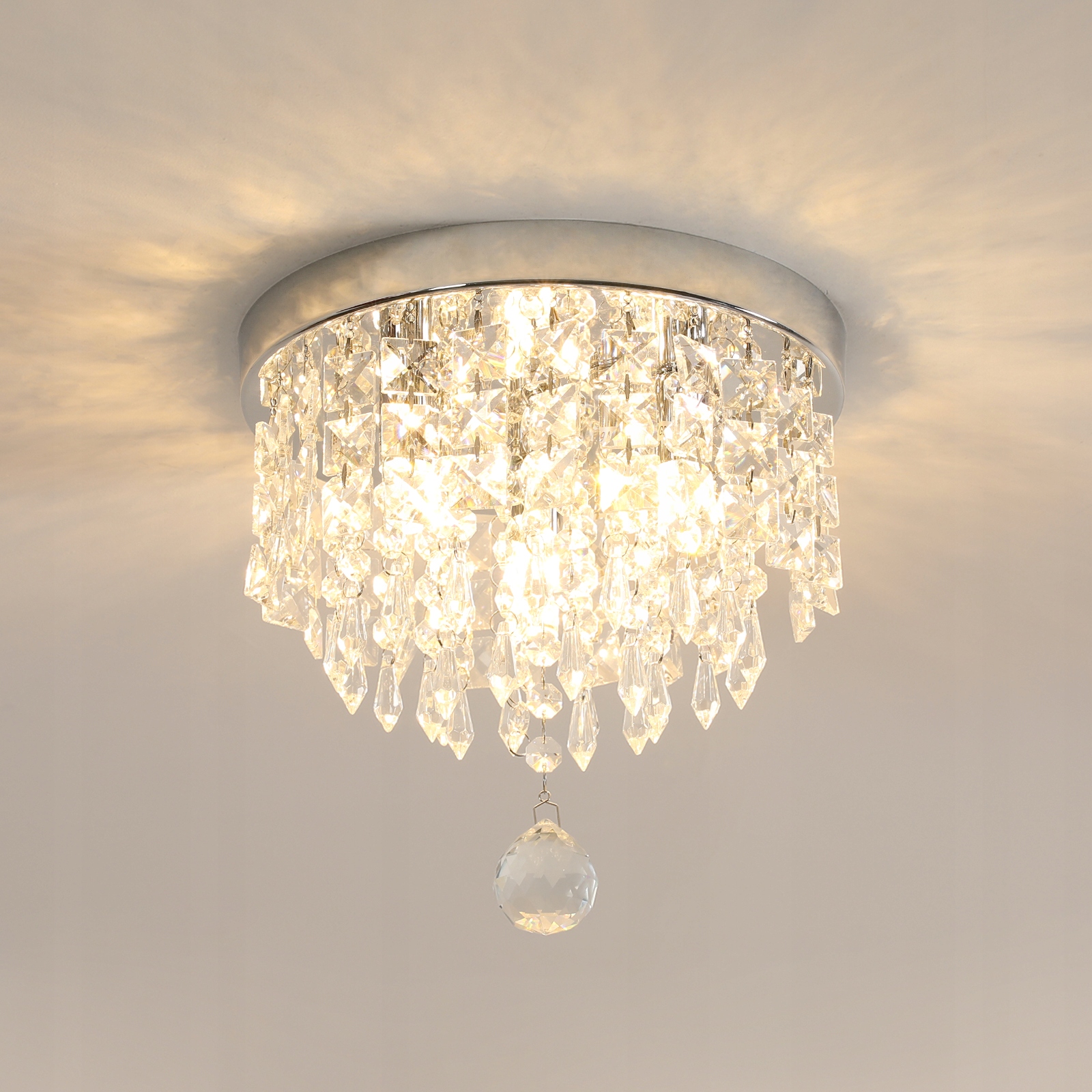 Stropní Svítidlo Závěsné Stříbrné Chromové Křišťálové Moderní G9x3