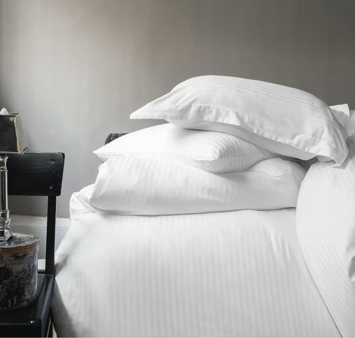 Povlečení Pure White Stripe Satin Issimo 160x200 2ks 50x70 premium