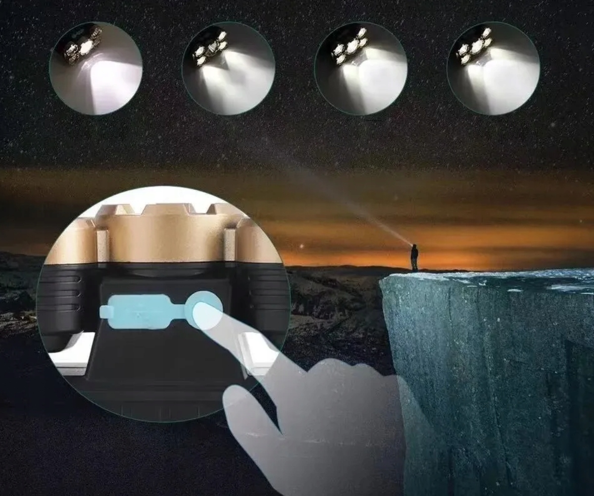 SUPER MOCNA LATARKA CZOŁOWA NA GŁOWĘ CZOŁÓWKA AKUMULATOR ŁADOWANA USB KABEL Materiał ABS