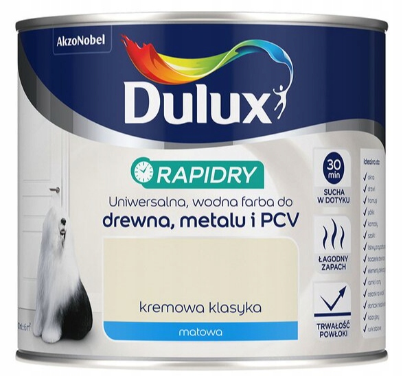 DULUX Rapidry Farba KREMOWA KLASYKA MAT 0.4l