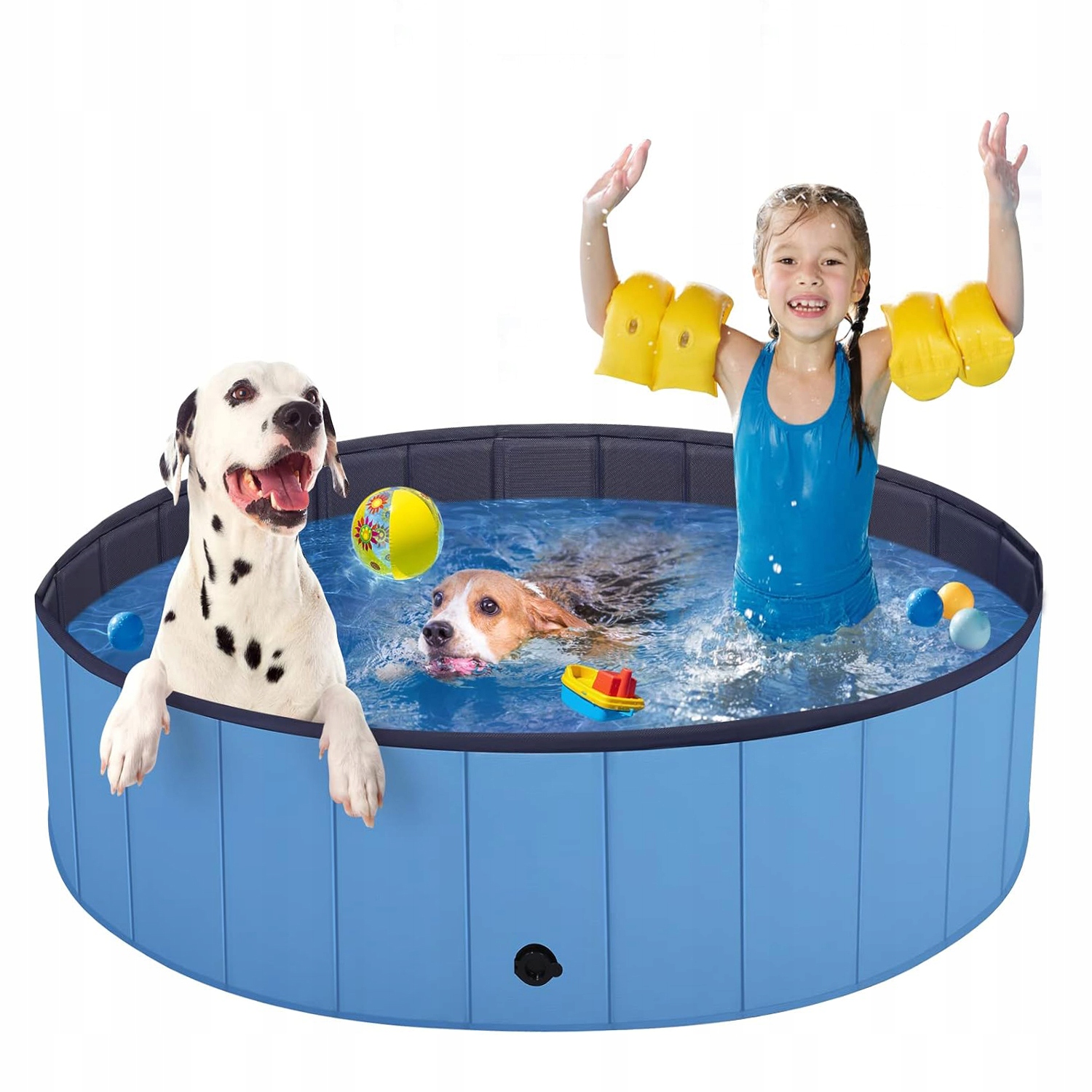 Bazén Pro Psa Skládací, Přenosný, Rozpěrný, 100 X 30 CM, S Vypouštěcím Otvorem