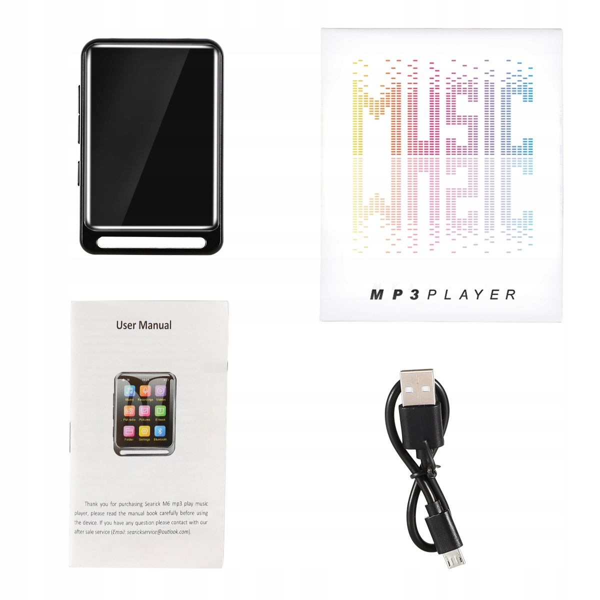 Odtwarzacz MP3 16GB 2.4 inch Bluetooth 5.0 HiFi FM Polski Szerokość produktu 5.1 cm