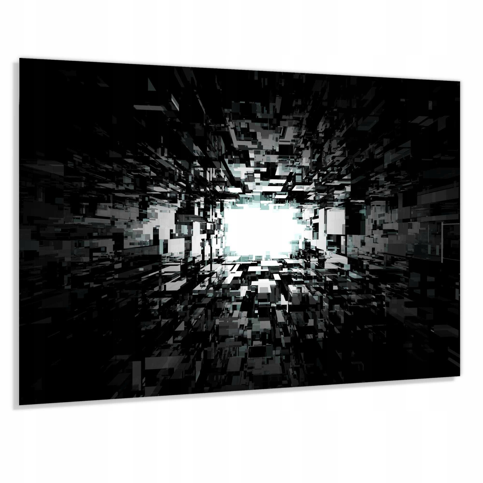 Panel szklany hartowany 90x70 Czarny tunel + KLEJ