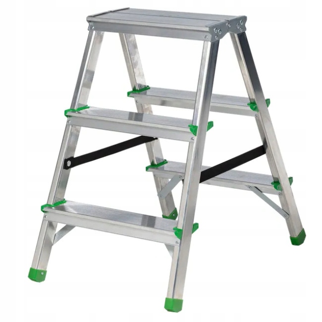 Rebrík schodiska, plošina, 2 stupne, hliník