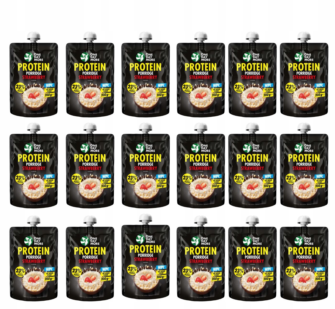 Zestaw 18x Owsianka Proteinowa To Go truskawka 200 g bez cukru OneDayMore