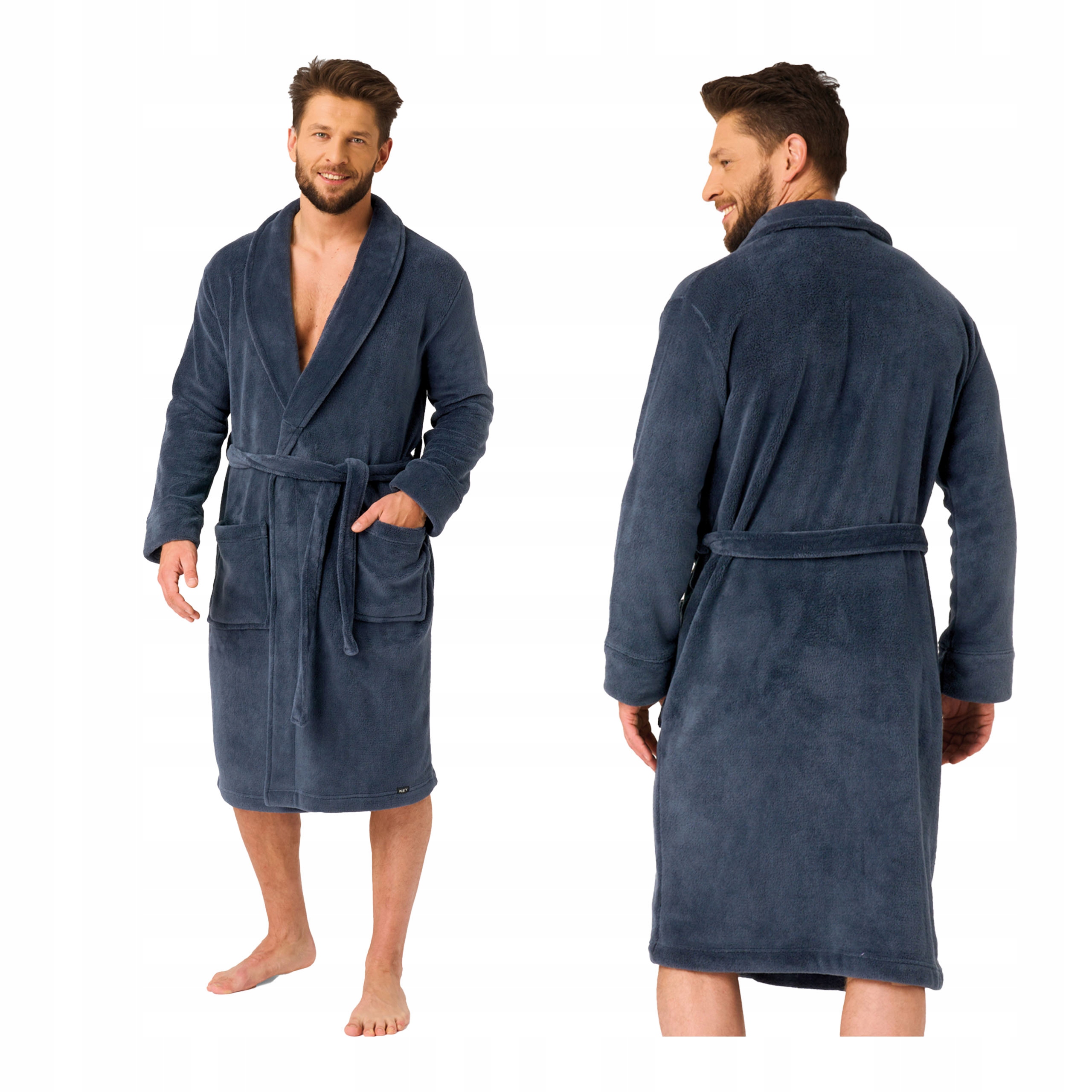 Pánský dlouhý celoroční flanelový župan Key M/L