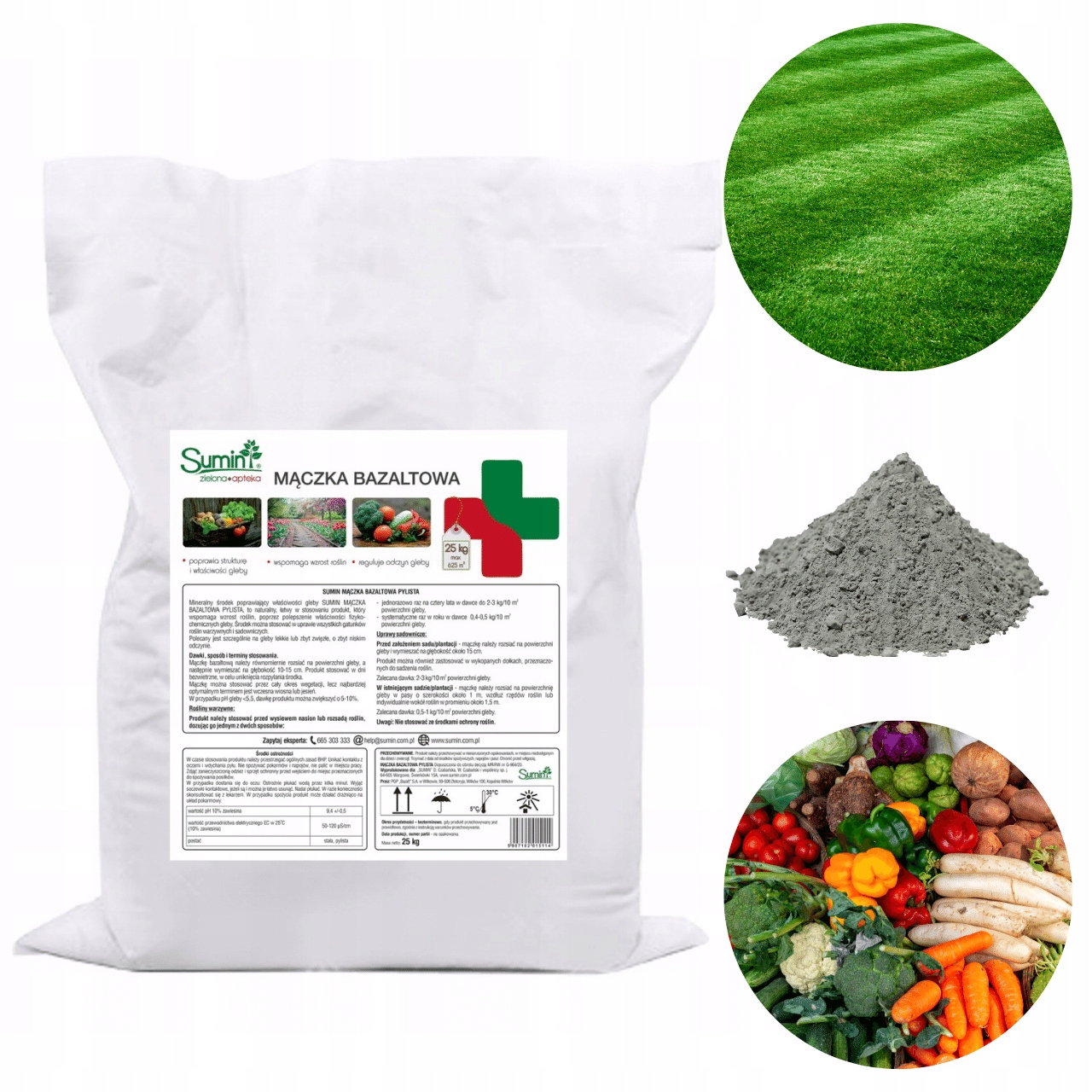 Mączka bazaltowa Sumin proszek 25 kg na 625 m2