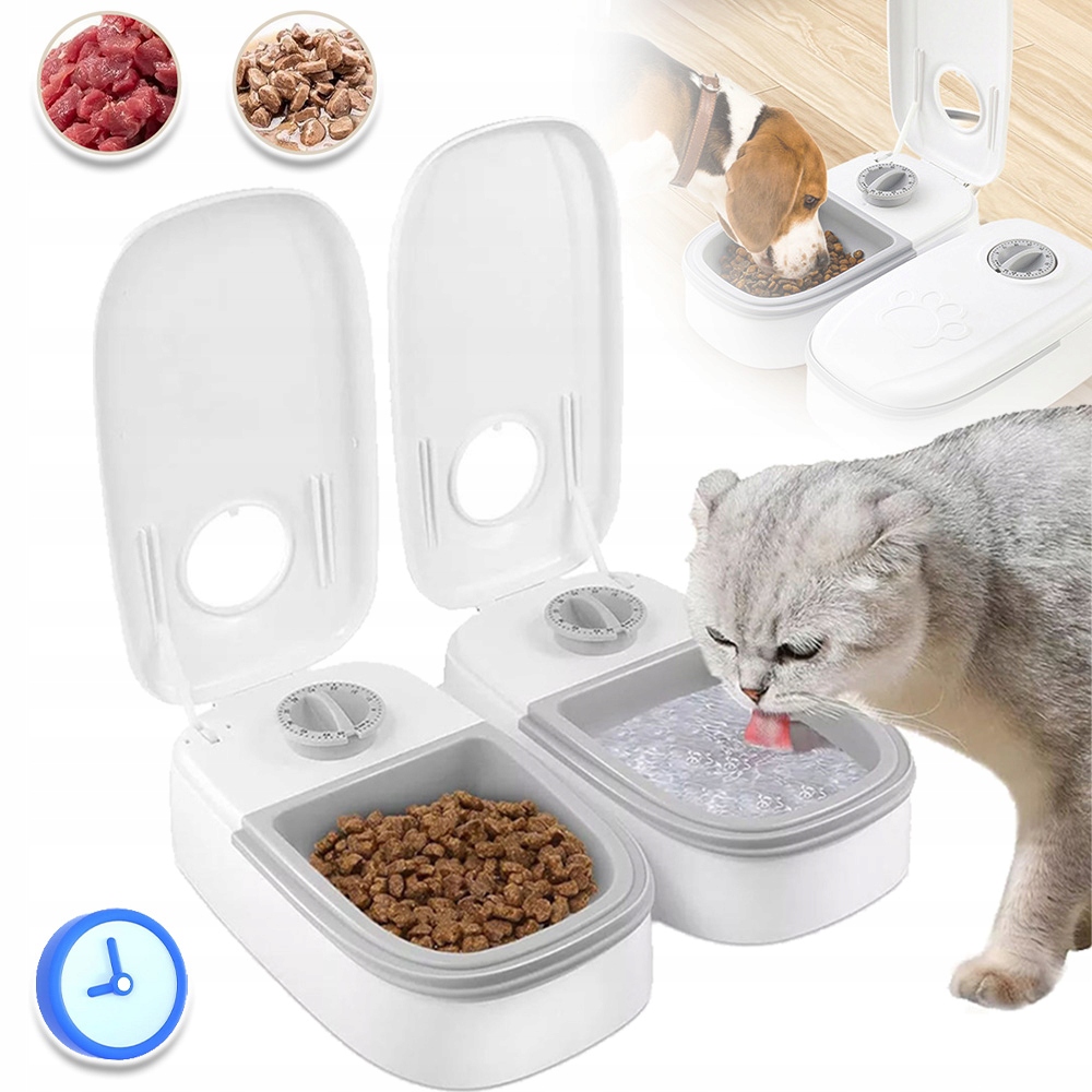 Levně Automatický Podavač Dávkovač Krmiva Vody 2X 350ML Miska Pro Psa Kočku