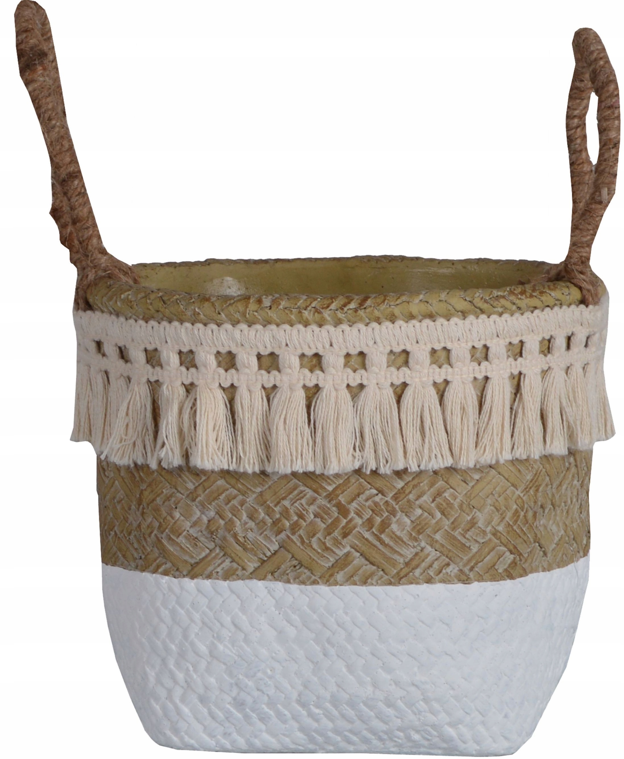 KOSZYK RATTANOWY DONICZKA BETONOWA OSŁONKA BOHO