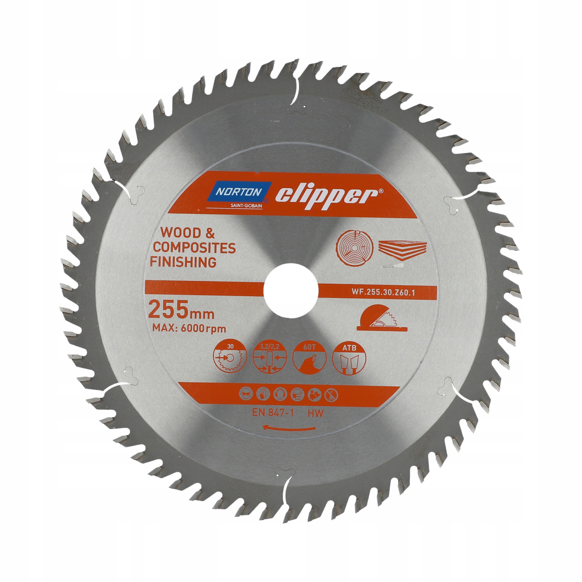 Tarcza pilarska widiowa 255x30mm Norton WF.255.30.Z60.1 Do Cięcia Drewna